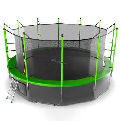 Батут с внутренней сеткой и лестницей + нижняя сеть EVO JUMP Internal 16ft (Green) + Lower net